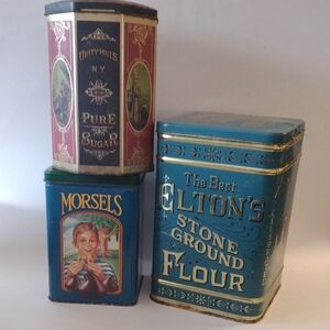 Vintage Decorative Tin Canisters Set